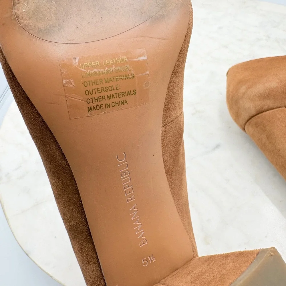 Banana Republic Block Heel Pumps Womens 5.5 Brown Suede Point Toe Office Classic